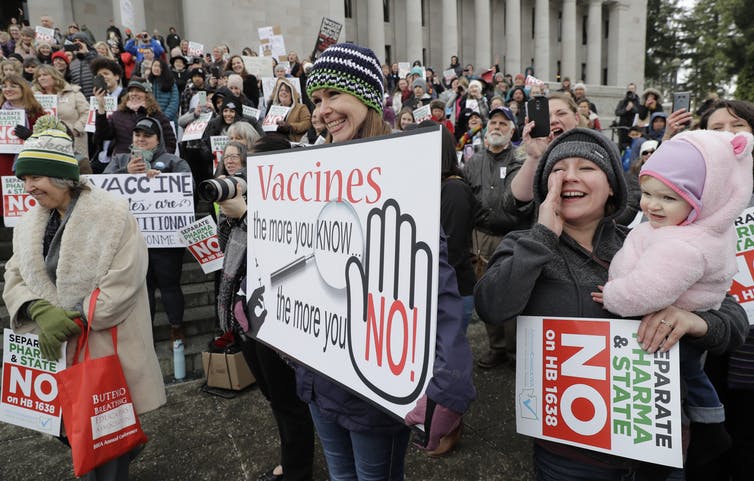 Anti-vaccine rallies in the United States.